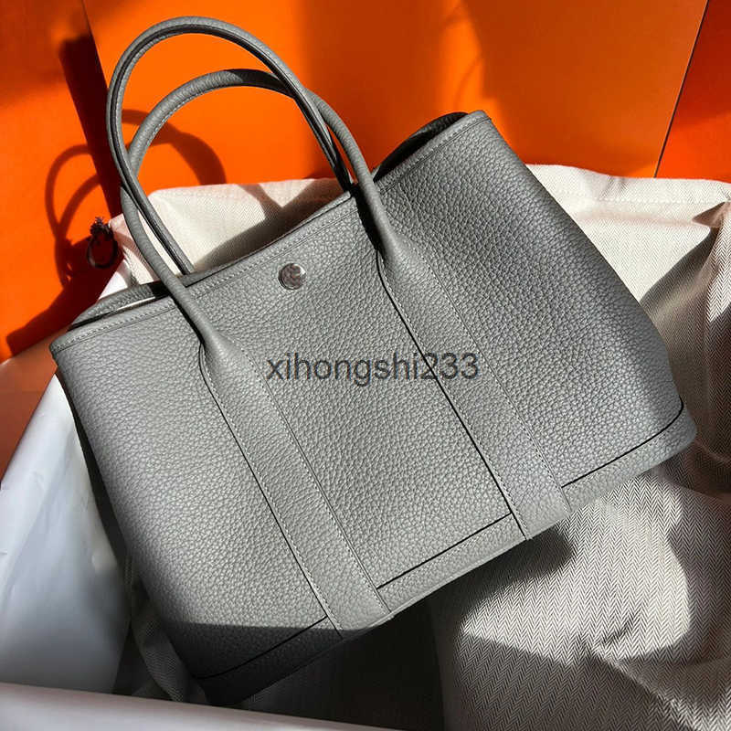 Gardens Handbag Capcity Totes Garden Party Bag Genuine Leather Canvas Splicing 7a Handmade Wax Thread Sewn 2023 New Cowhide Larg7