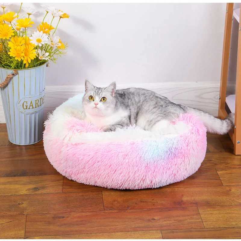 Winter Pet Bed Long Plush Round Cat Cushion House 2 In 1 Warm Basket Sleep Bag Nest Kennel Faux Fur Cuddler For Small Dog Cat M251217