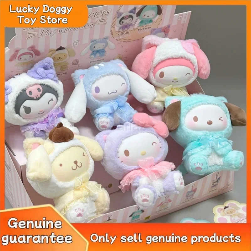 Sanrio New Original Characters Play With Kittens Series Vinyl Plush Blind Box Kuromi Melody Cute Pendant Doll Mystery Girl Xmas Gifts H251217