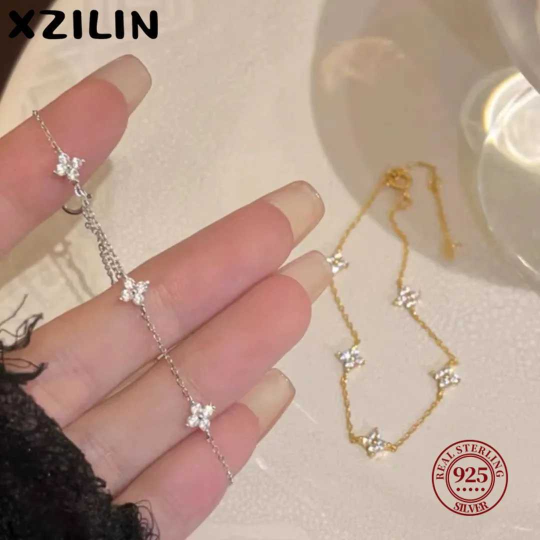 XZiLin S925 Sterling Silver Plated 18k Gold Korean Design Temperament Zircon Flower for Women Jewelry Gift G251217
