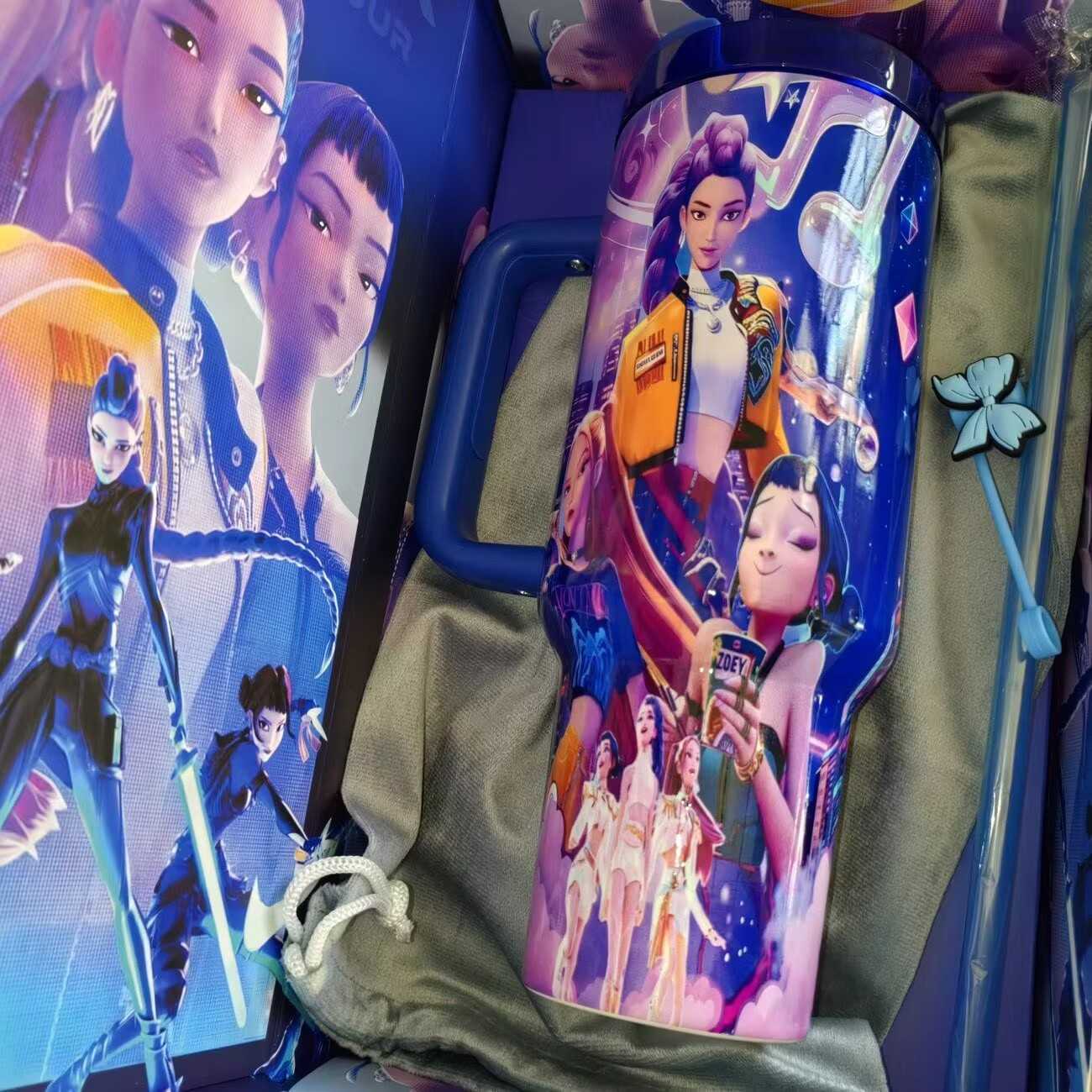 Stainless Steel Tumbler KPop Demon Hunters Mira Zoey Rumi Car Mugs With Straws Drink Water Bottle Insulated 40oz Thermal Cups L251127