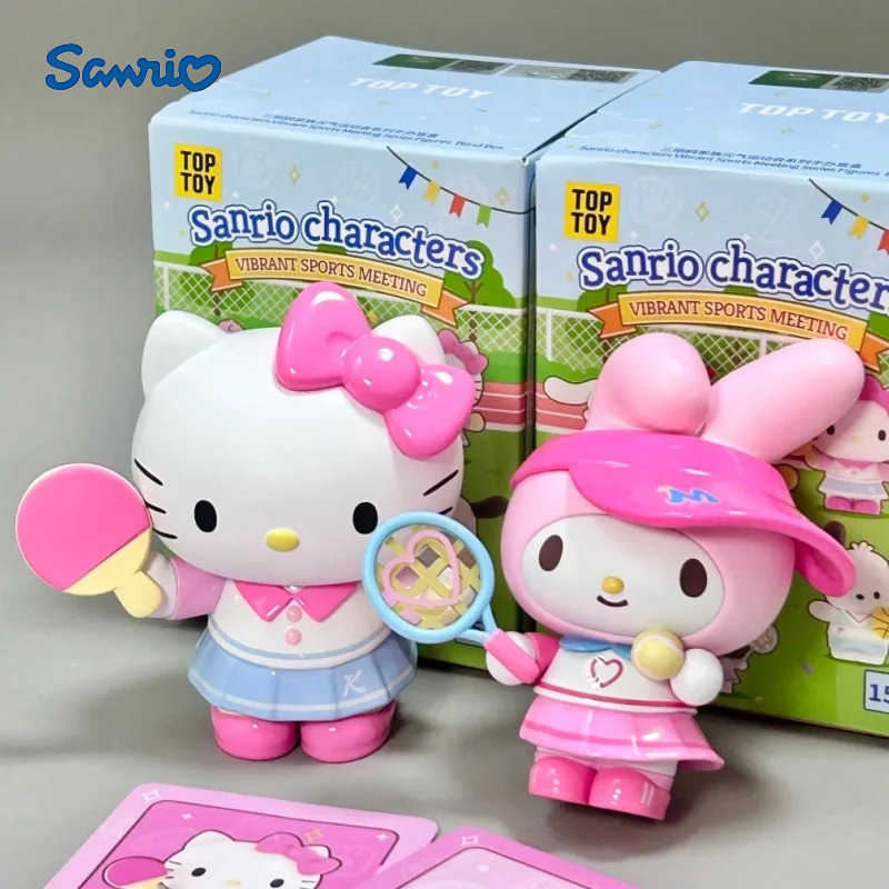 Sanrio Original Family Cheerful Sports Event Series Blind Box Hello Kitty Kawaii Doll Decorations Collectible Figure Trendy Gift H251217
