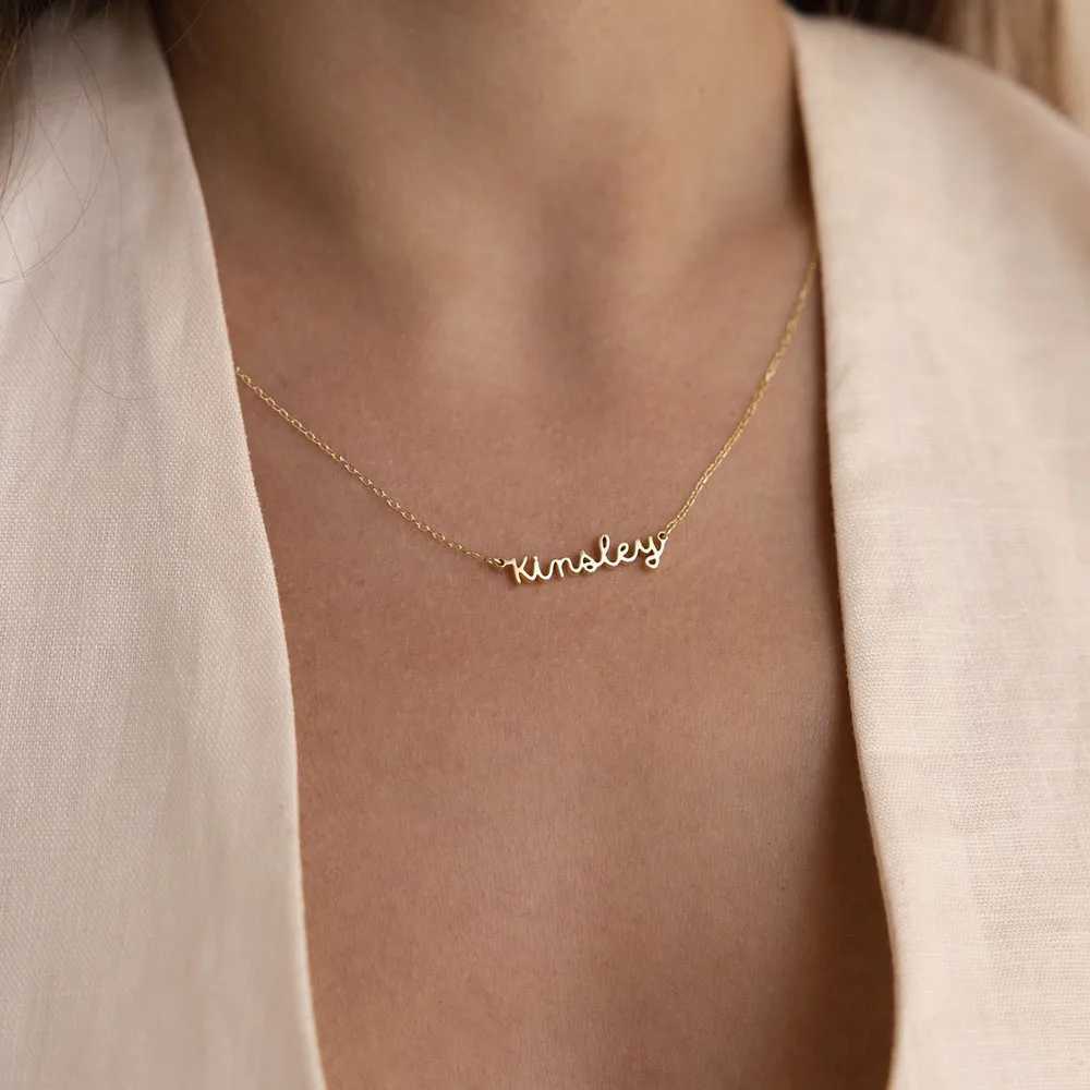 Personalized Name Necklace Customized Small Letter Stainless Steel Necklace Minimalist Delicate Charm Jewelry Gift for Her G251217