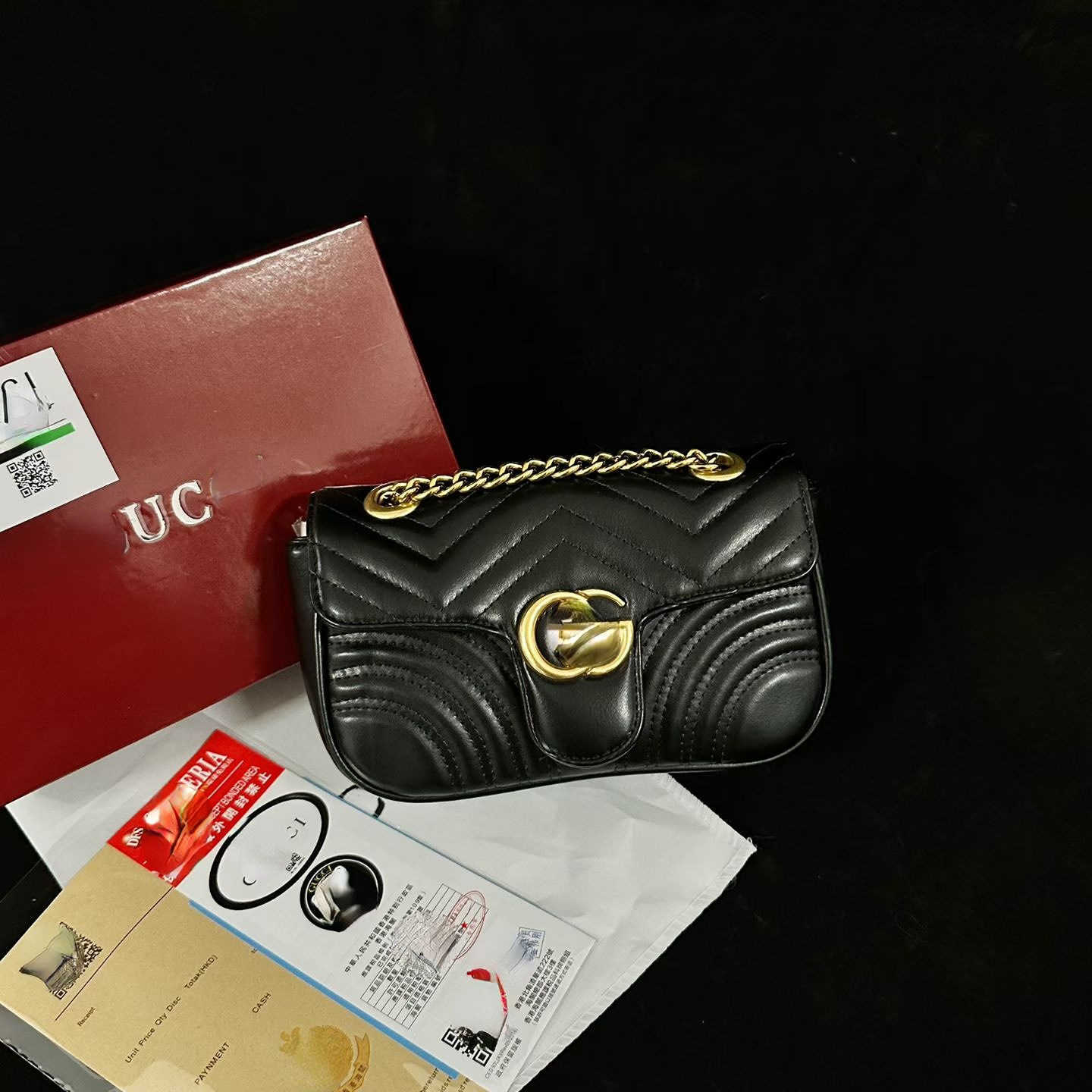 Shoulder Bags Purses Classic Medium Size Mammon Small Square Bag with Wave Embroidery Heart Lock and Chain Shoulder Bag