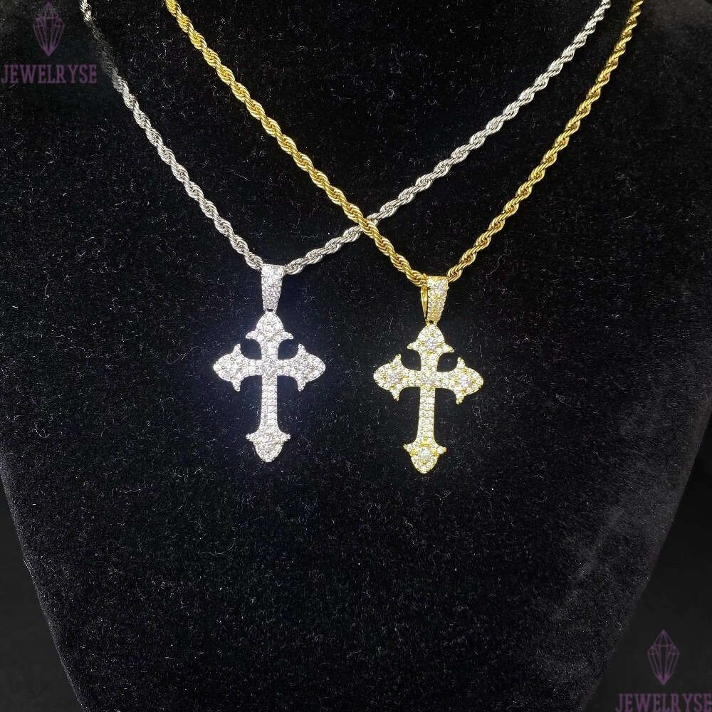 Ready to Ship Hip Hop Moissanite Jewelry Charm Pendants 925 Silver Iced Out VVS Moissanite Diamond Jewelry Cross Pendant