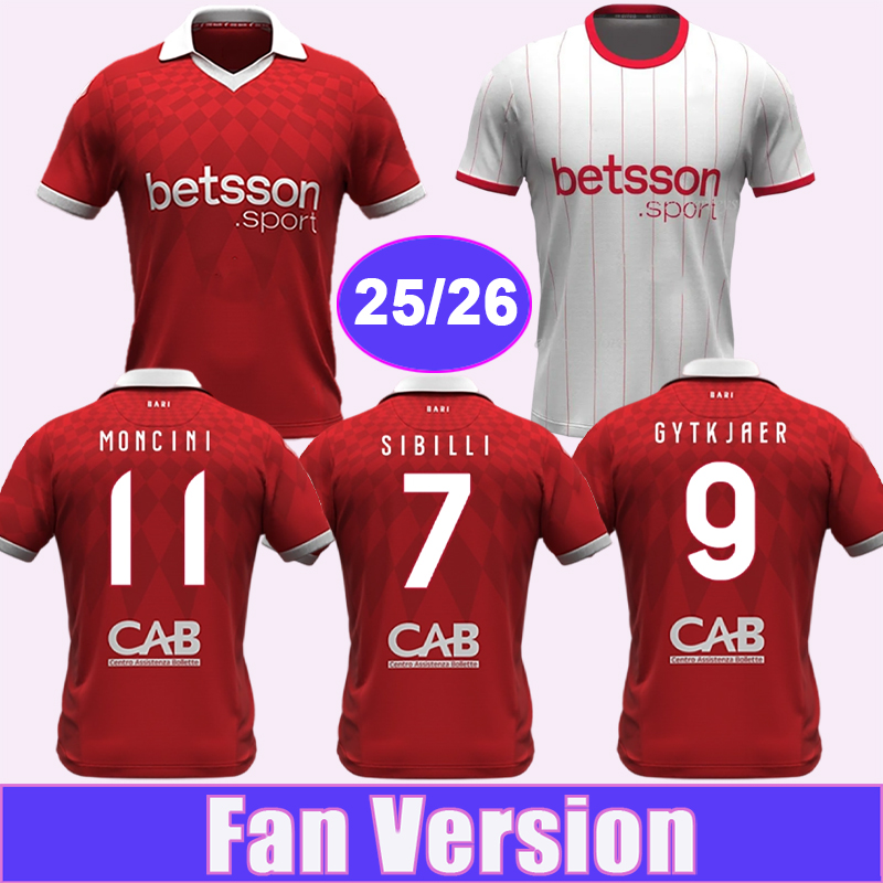 25 26 Bari Mens Soccer Jerseys SIBILLI GYTKJAER BELLOMO MONCINI KASSAMA VICARI PUCINO VERRETH NIKOLAOU Home Away football Shirts