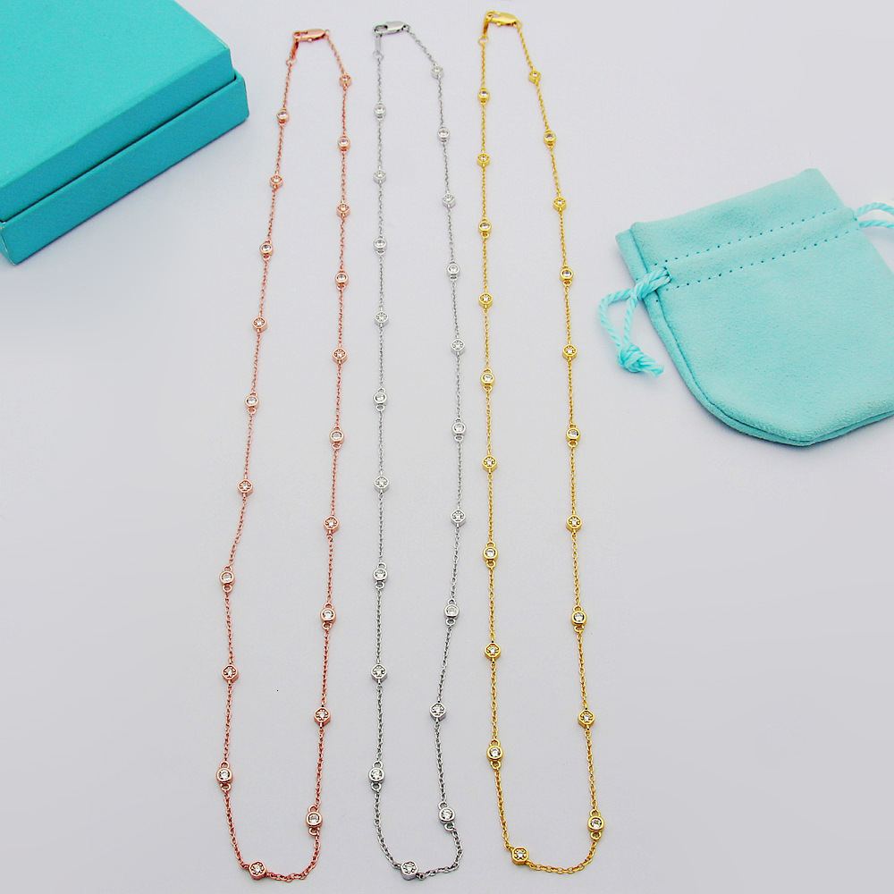 Yajin Jewelry T Letter Classic 20 Diamond Raindrop Necklace Womens 20 Small Round Diamond Necklace