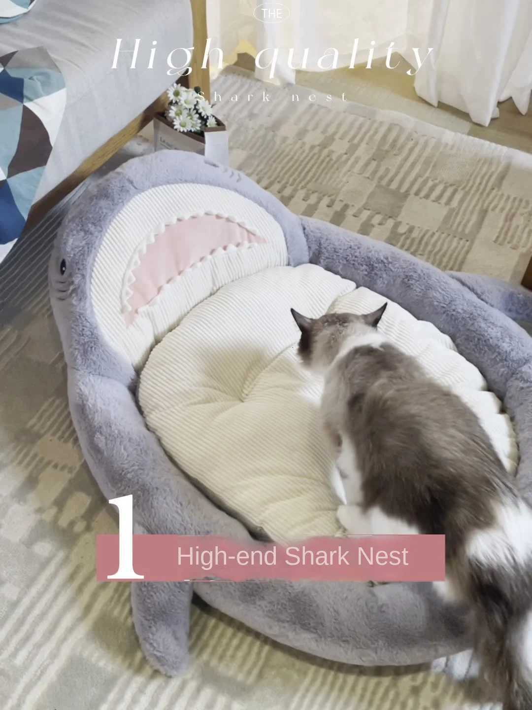 2024 New autumn and winter sofa pet bed anti-slip and cute great white shark-shaped cat bed dog bed sleeping pad and pet bed M251217