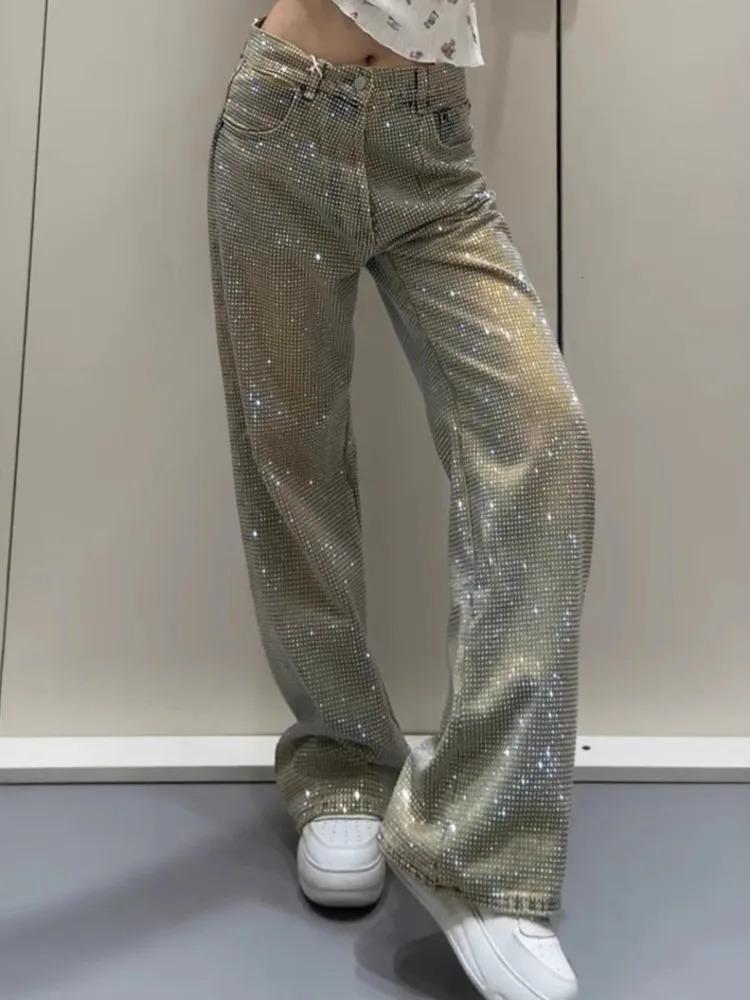 ZMEENNA Sparkling Sequin Wide Leg Pants Womens Glamorous Party Trousers Shiny Fashion Statement Bottoms ZM1050 251204