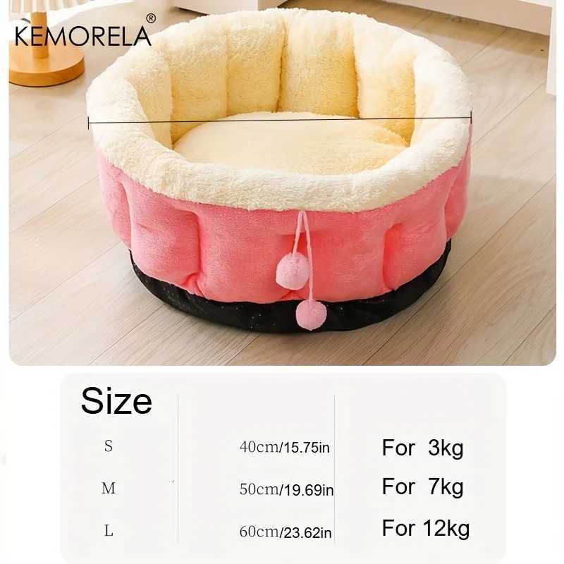 KEMORELA Extra High Side Winter Round Cat Bed Machine Washable with Soft Cushions and Non-Slip Bottom for Cat and Small Dog M251217