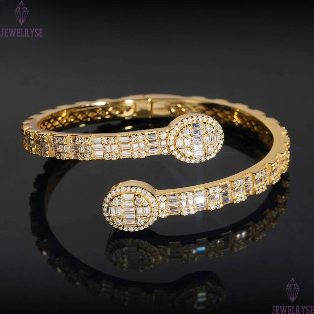 D Color VVS Miossanite Diamond 925 Silver Iced Out Hip Hop Jewelry Bracelet Bangle Men