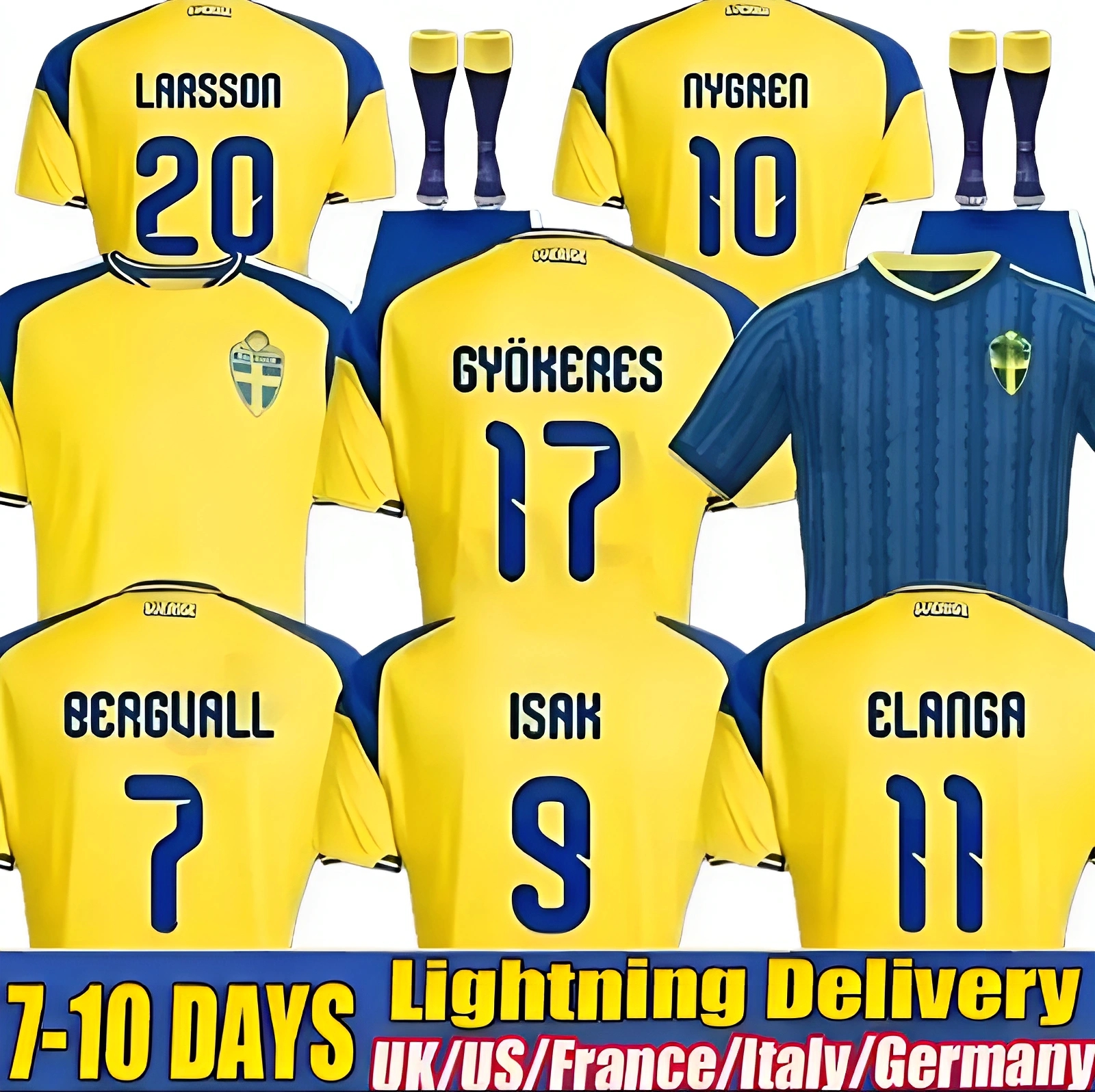 2026 2027 Sweden soccer Jerseys 26 27 isak Gyokeres Elanga Bergvall Nygren Larsson uniform home away Football Shirt