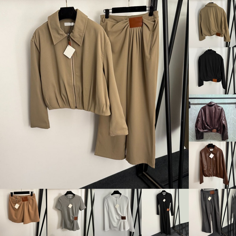 Luxury Women Blouson Jacket Brand Pu Leather Jackets Long Sleeve Graceful Shirt Dress Summer Streetwear T Shirts Travel Deinner Party Slimfit Skirt Dresses