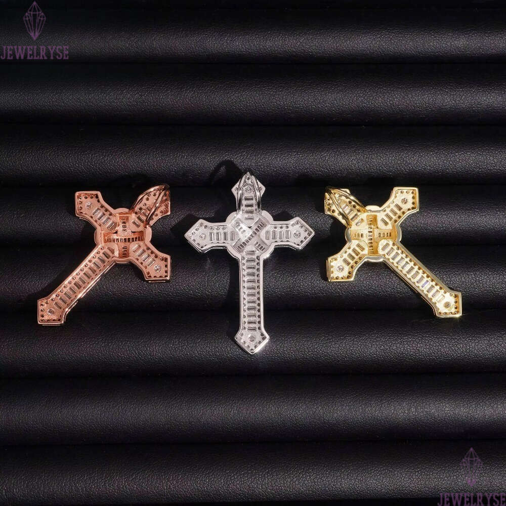 Ready to Ship 925 Silver Ice Out GRA Certificated VVS Moissanite Diamond Cross Hip Hop Pendant