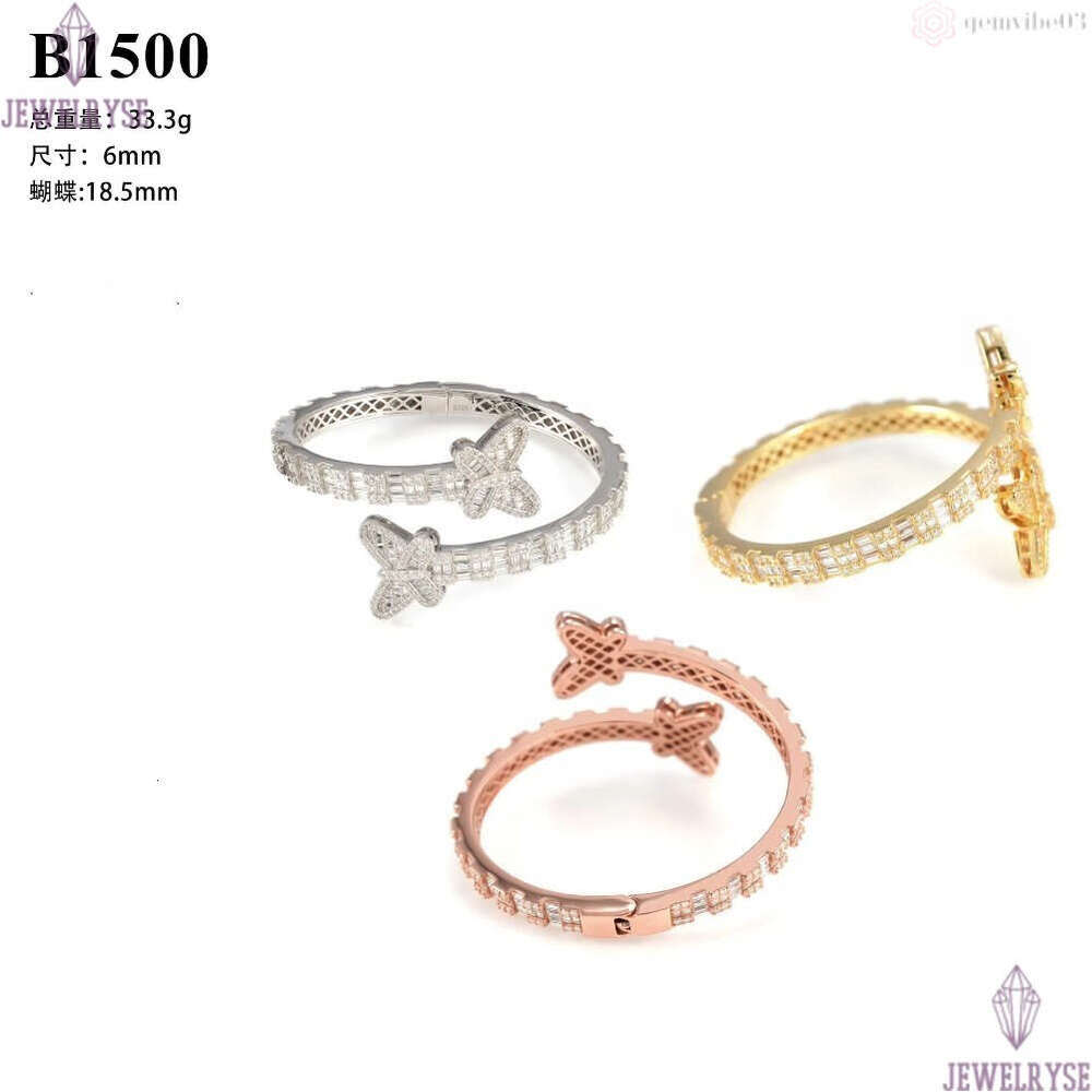 New S925 Silver Set D-Color Moissanite Butterfly Bracelet Hip Hop Fashion Trend High end Bracelet