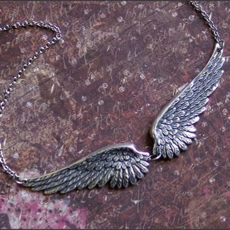 Vintage Angel Wings Feather Choker Big Pendant Aesthetic Link Chains Statement Necklace for Women Collar Wedding Tribal Gift G251217