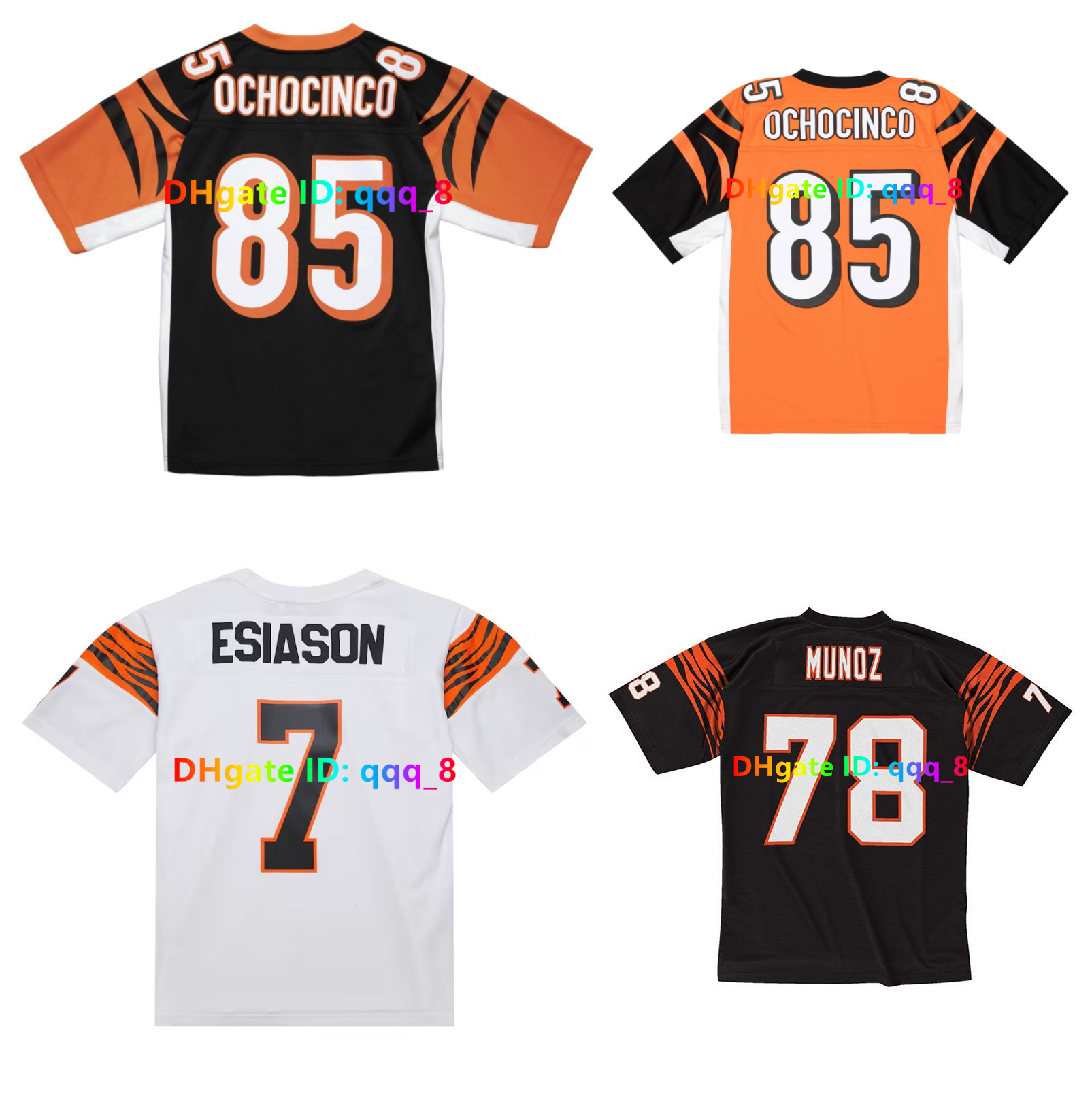 Chad Ochocinco BengalsS Throwback Football Jerseys Cincinnati Legacy Boomer Esiason Anthony Muno Black White Orange Size S-3XL