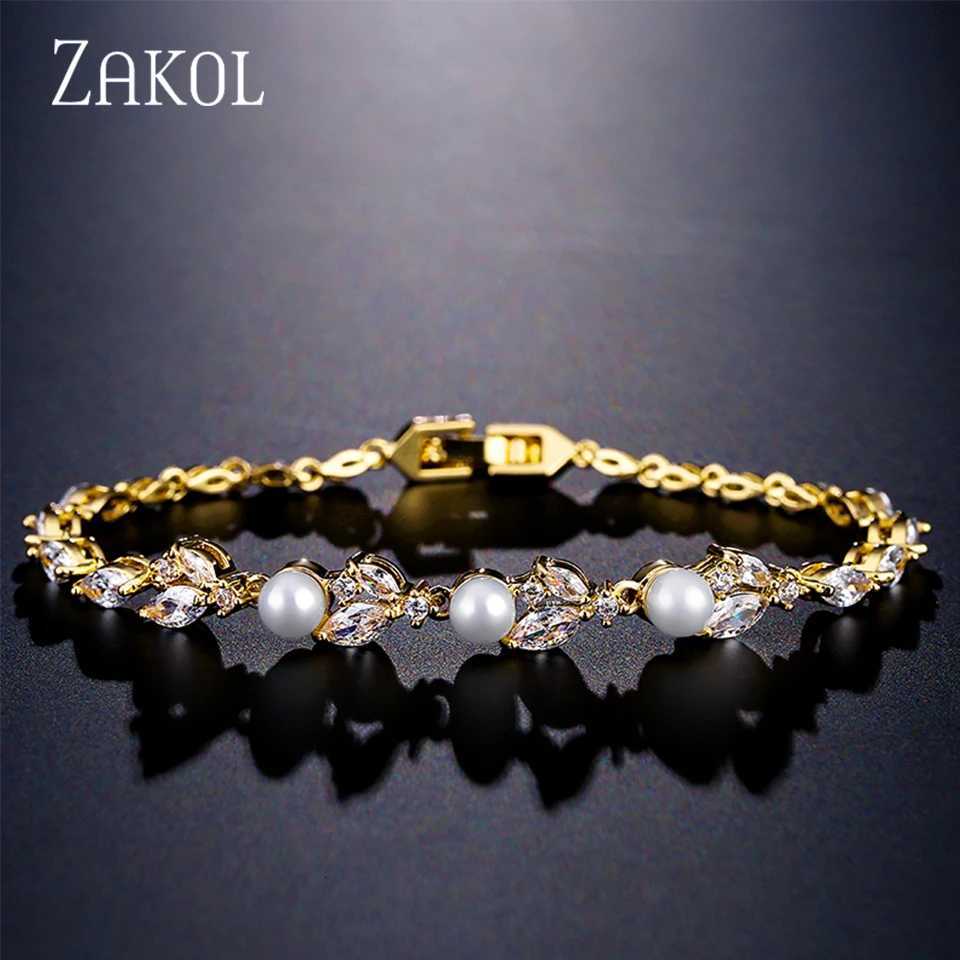 ZAKOL Exquisite Marquise Zircon Leaves Pearl For Women High Quality Luxury Wedding Jewelry M251217