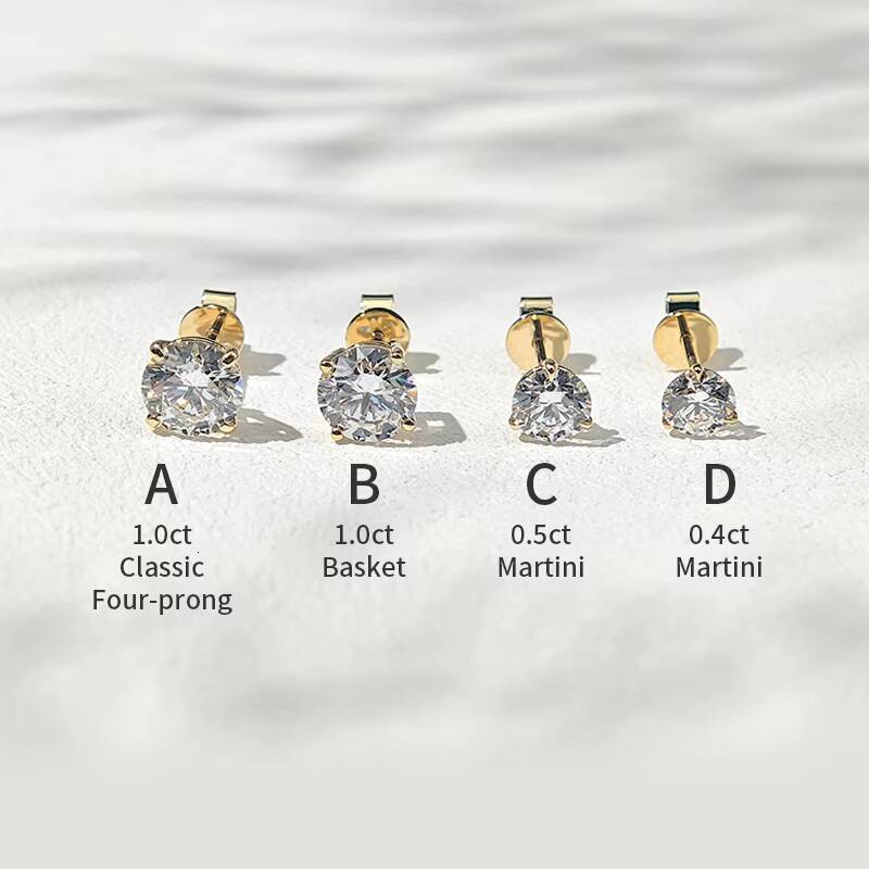 IGI Certified 05ct Diamond Earrings Three Claw Martini Set in 14K 18K Solid Yellow White Rose Gold Lab Diamond Stud Earring