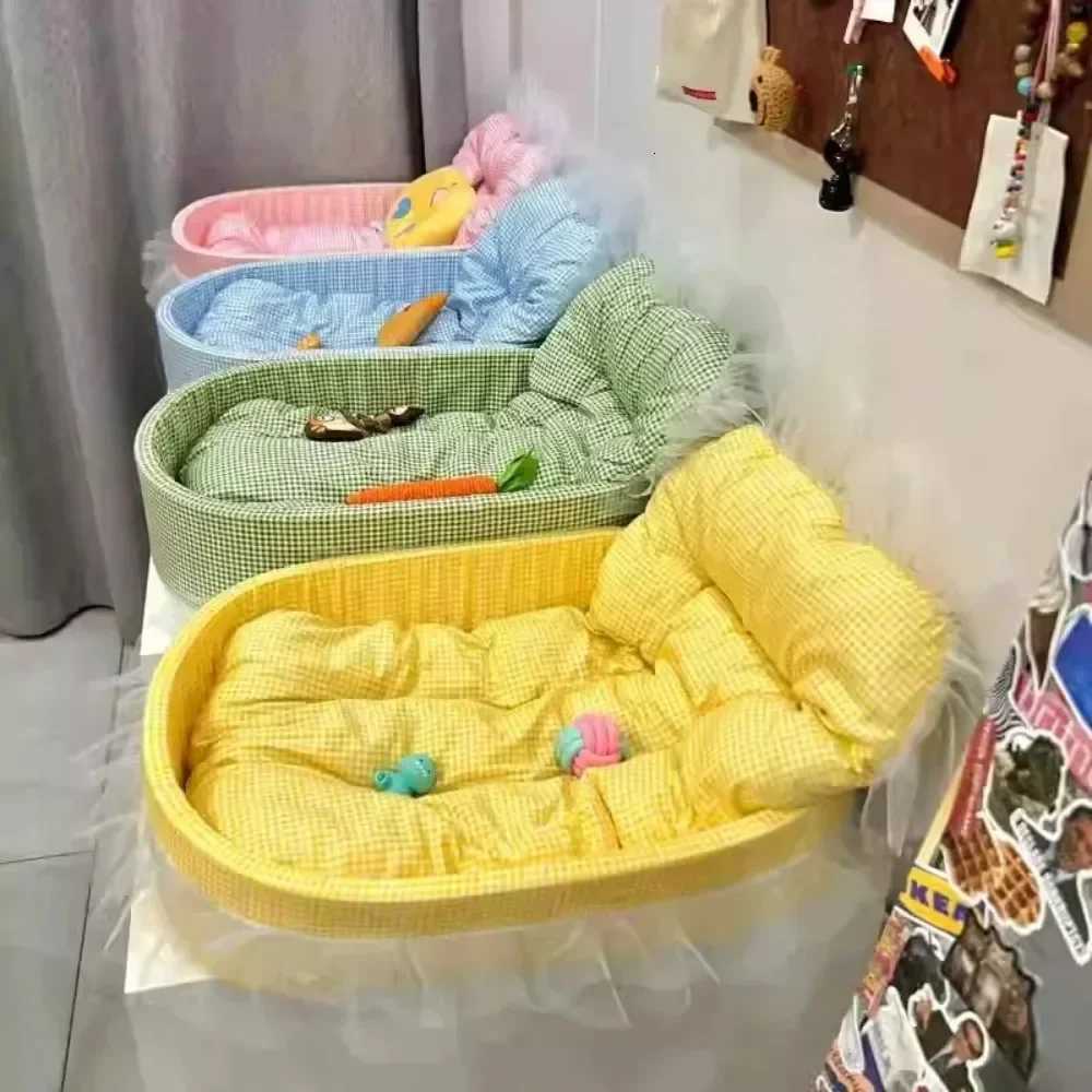 Cat Nest Macaroon Colour Small Dog Kennel Removable Washable Four Seasons Universal Soft Warm Dopamine Cats Nests Pet Winter M251217