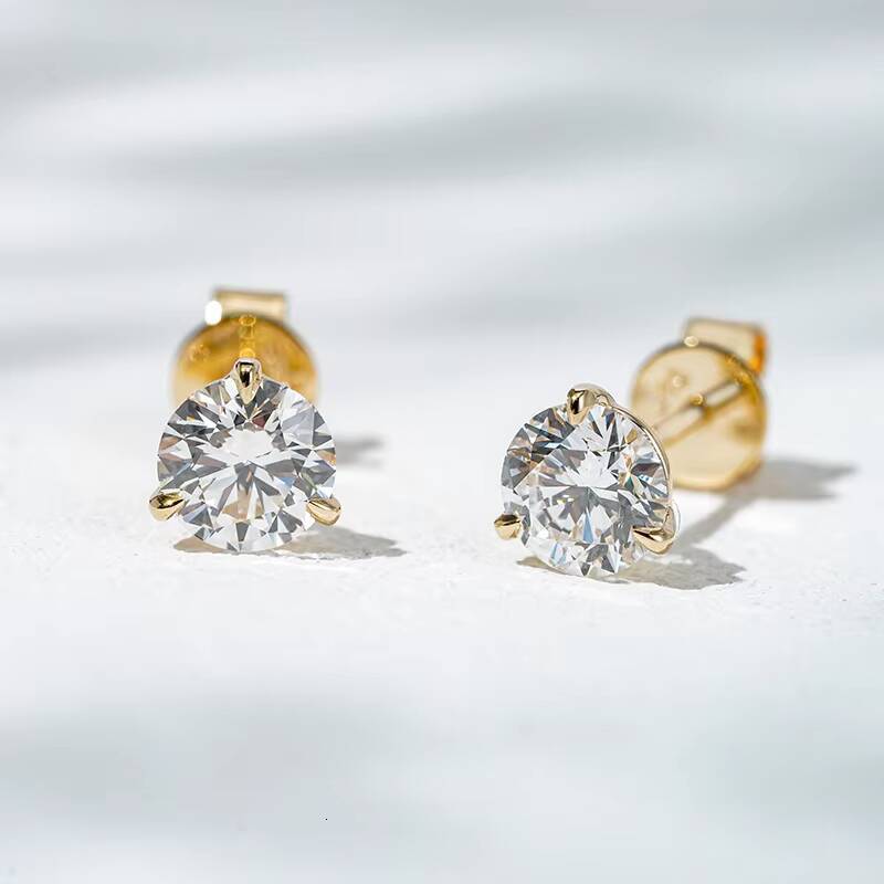 IGI Certified 05ct Diamond Earrings Three Claw Martini Set in 14K 18K Solid Yellow White Rose Gold Lab Diamond Stud Earring