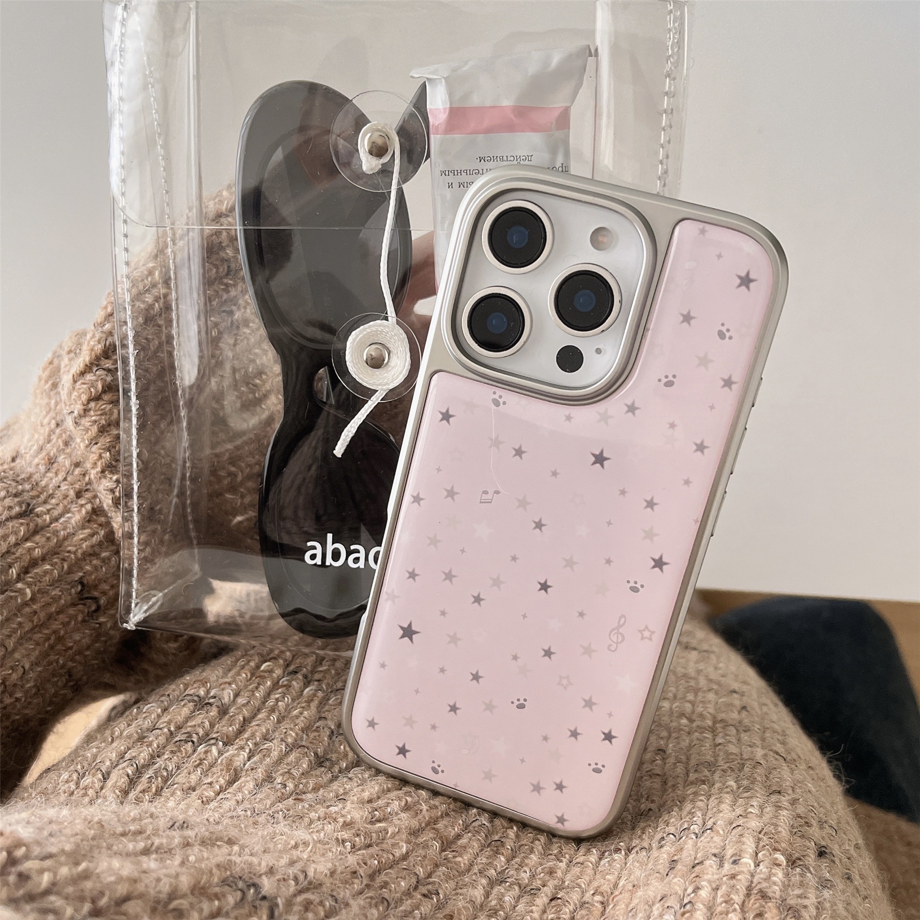 Korean Style Pink Star Compatible with iPhone 16 Max Phone Case 17 Silver Edge 14 Pro Epoxy 15 Shockproof