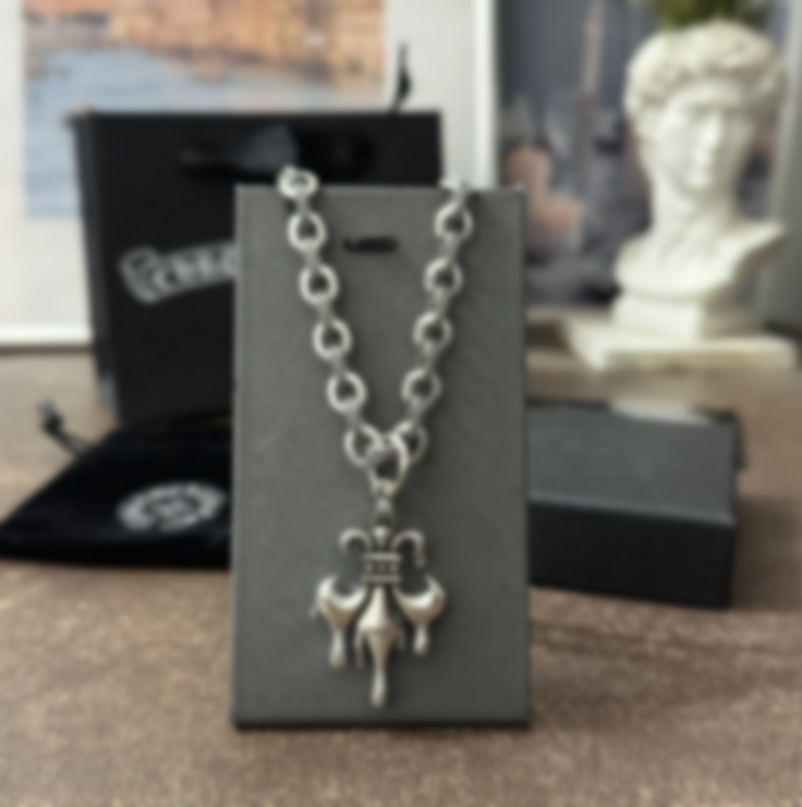 chrome necklace men's boat anchor necklace designer distressed vintage full diamond couple girlfriend pendant jewelry