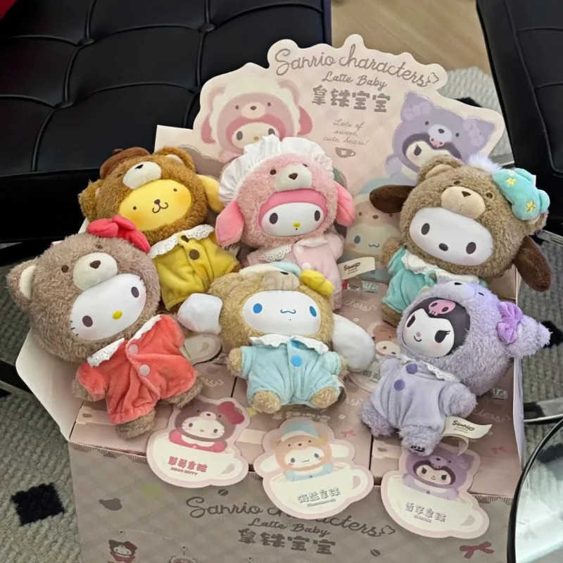 Sanrio Original Toptoy Velvet Plush Latte Baby Series Vinyl Blind Box Cute Fuffy Pendant Mystery Box Anime Figure Keychain Gift H251217