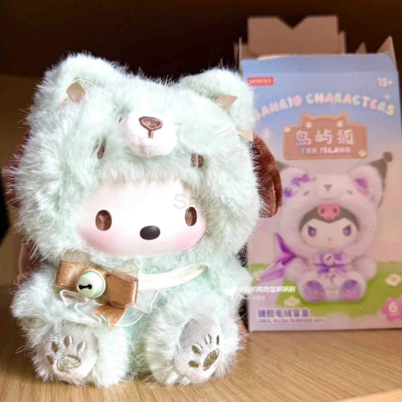 Sanrio Characters Fox Island Series Vinyl Plush Blind Box Anime Figure Collectible Toy Kt Pochacco Cinnamoroll Melody Gifts H251217