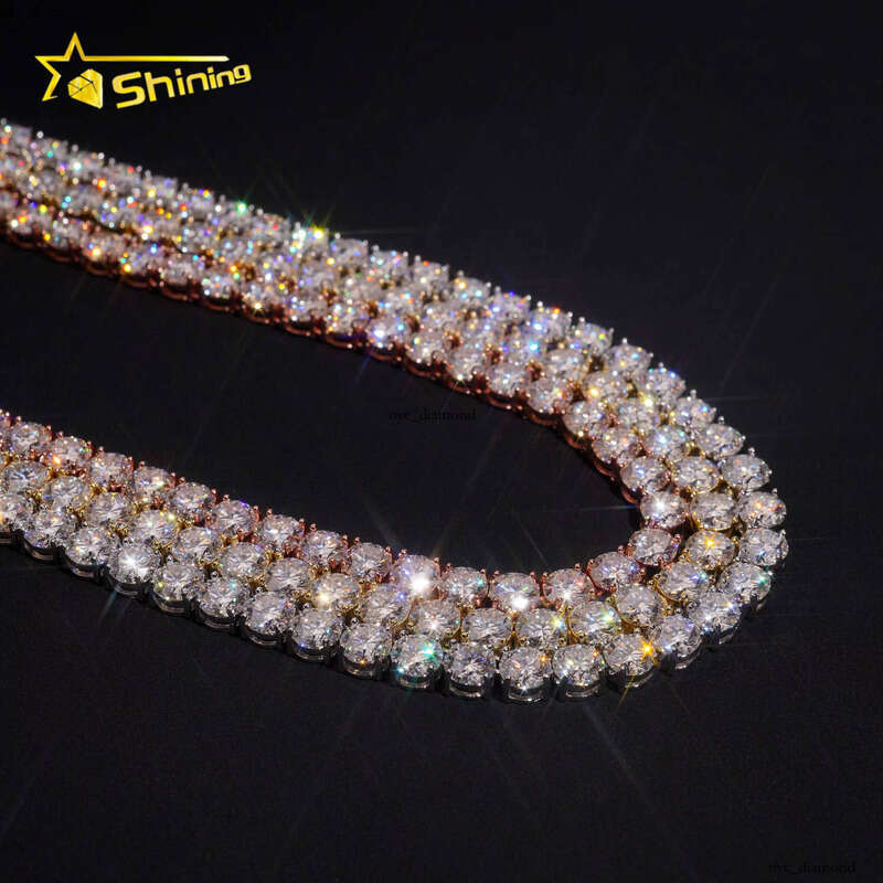 GRA Certified 925 Sterling Silver VVS Chain Hip Hop Men Women 6.5mm Moissanite Tennis Necklace Fine Jewelry