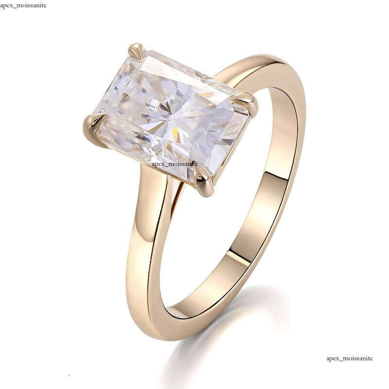 10k Gold 3 CT Radiant Cut Solitaire Ring 7x9mm DEF Color VVS1 Clarity Transparent VVS Moissanite for Wedding and Anniversary - view 4
