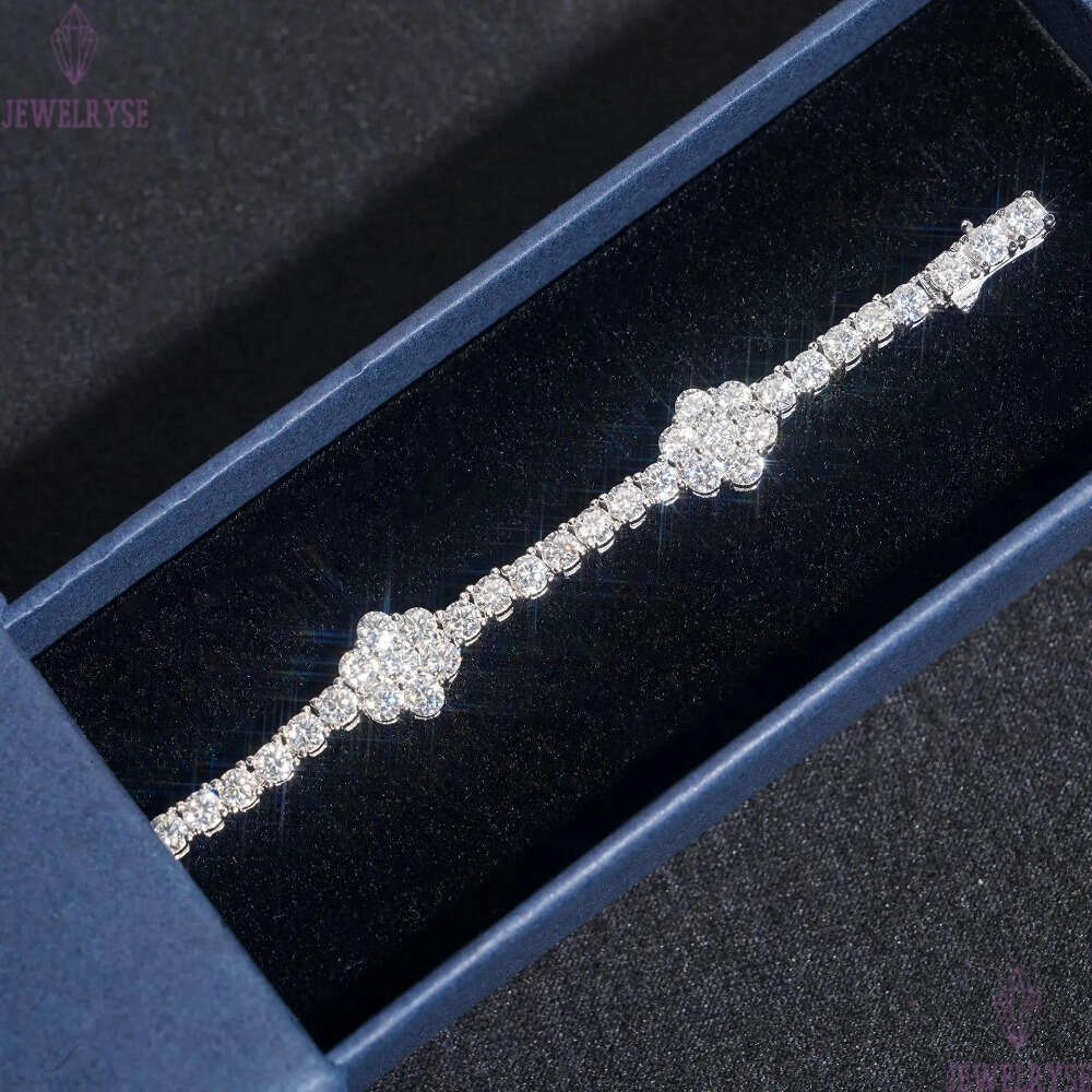 New S925 Silver D 3mm Moissanite Flower Tennis Chain Mens and Womens Hip Hop HIPHOP Bracelet