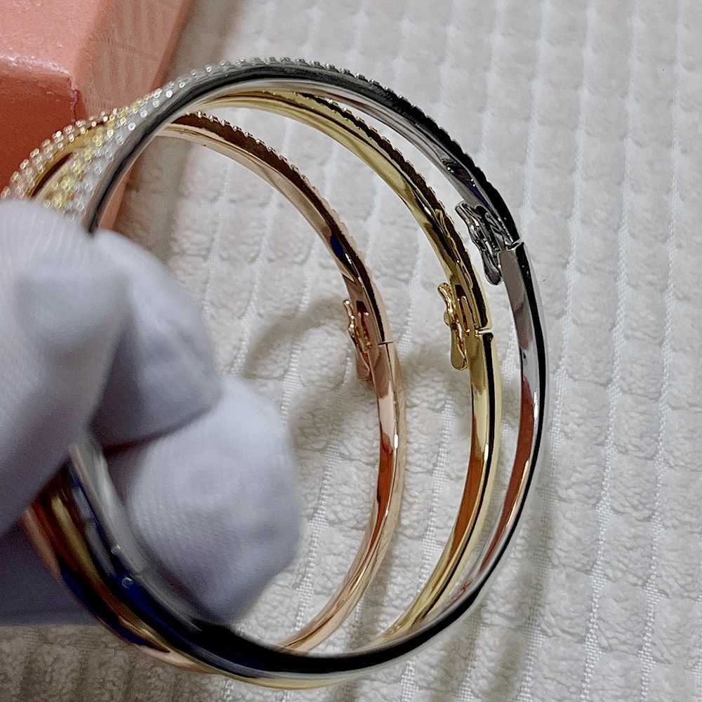 New Brand Pure 925 Sterling Silver Jewelry For Women Rose Gold Bangle Diamond Bangle Wedding Jewelry Around Rivet Bangle Jewelry M251217