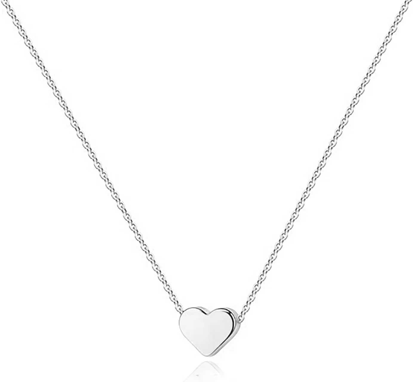 K Gold Plated Heart Necklace Silver Plated Necklace Cute Dainty Love Pendant Necklaces for Women Gift for Girls Gift for Women G251217