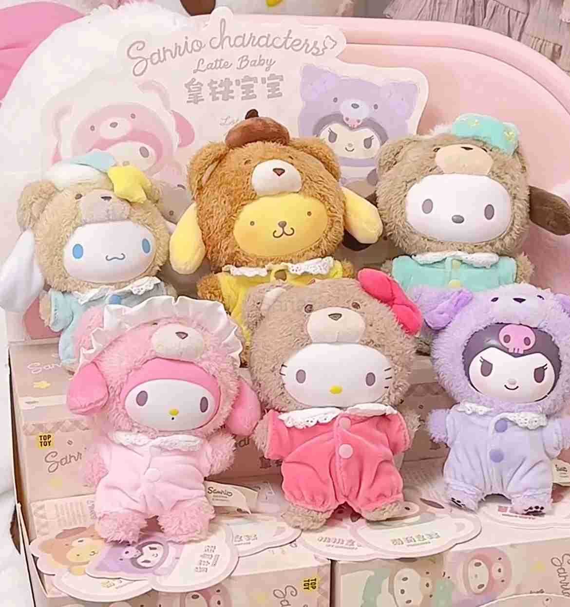 Sanrio Genuine 1nd/2nd/3nd Velvet Latte Baby Series Blind Box Hello Kitty Trendy Play Cute Doll Mystery Box Doll Birthday Gifts H251217