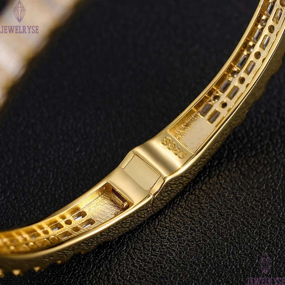 Pass Dia Tester 1615ct 55mm Sterg Sier Baguette VVS Moissanite Iced Out Cuff Bangle Bracelet For Men Women