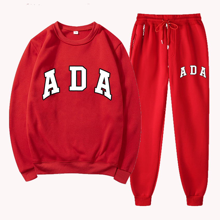 Luxury womens clothing designer sets ADA Letter Print Hoodie & Pants Set 2025, Fleece Lined Casual Sweatshirt 2 Piece Outfit Loose Fit Free Shipping