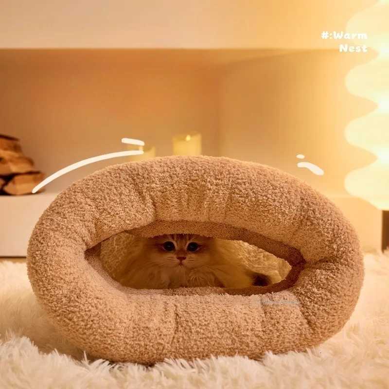 Autumn and Winter Cat Sleeping Bag Semi-enclosed Cat Nest Warm Small and Medium-sized Pet Nest Cat Bed Cozy Pet Small House M251217