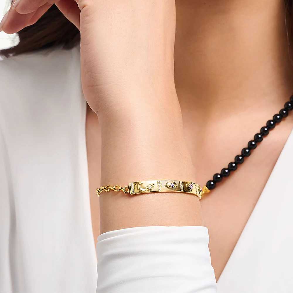 Yellow-Gold Plated with Cosmic Talisman Long Bridge Autumn 925 Sterling Silver Jewelry Vintage Gift For Women M251217