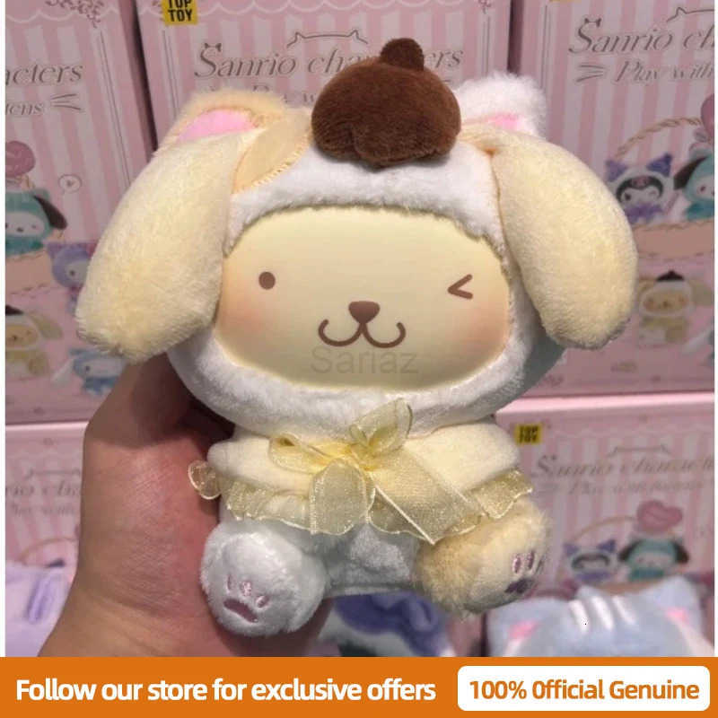 Sanrio Genuine Characters Play With Kittens Series Mystery Box Kuromi Melody Cute Vinyl Plush Blind Box Pendant Doll Gift H251217