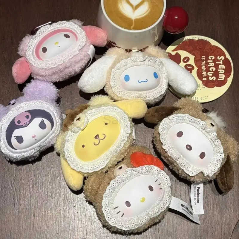 Sanrio Blind Box Family Plush Bear Series Pendant Blind Box Cute Kt Cat Kuromi Melody Plush Pendant Keychain Doll Surprise Gifts H251217