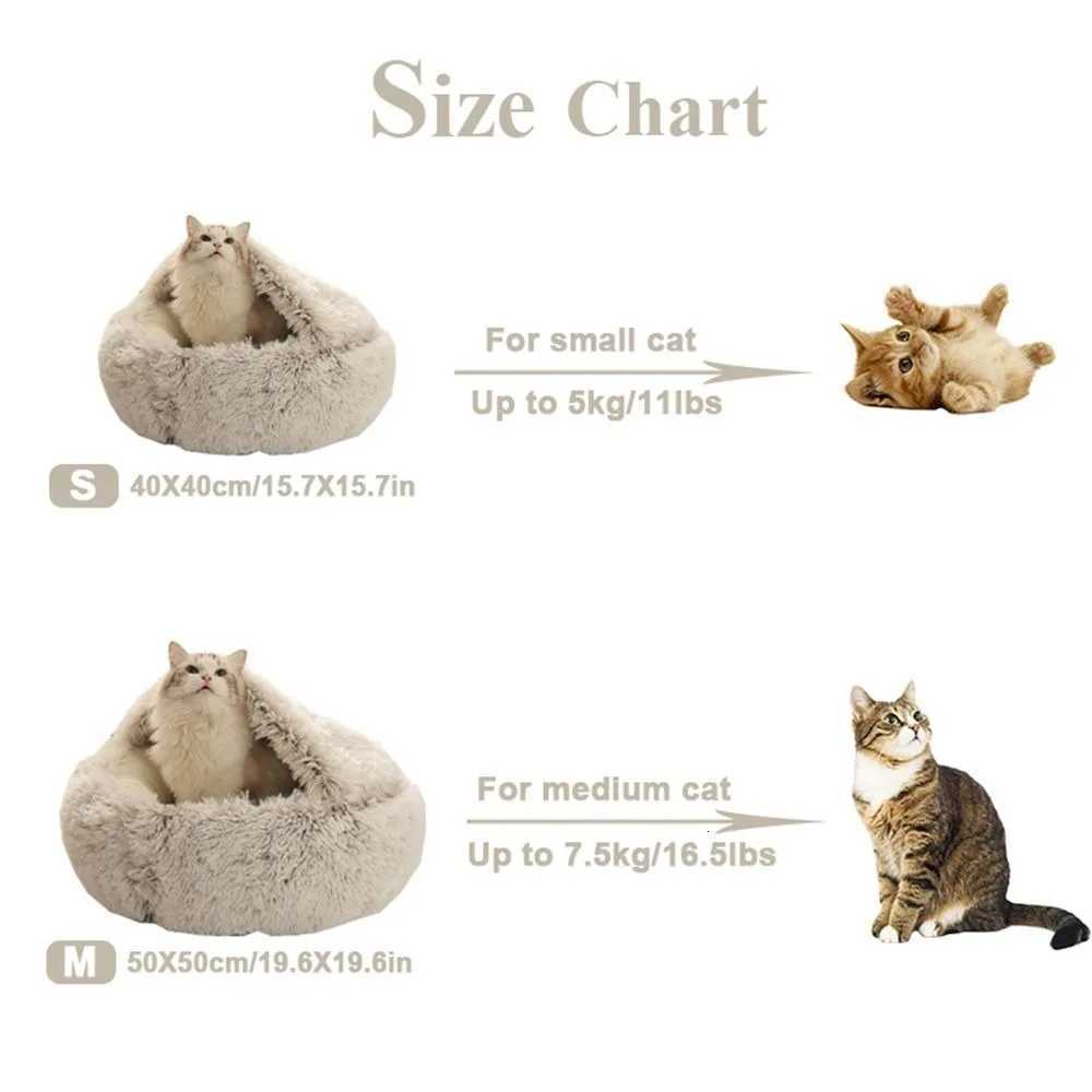 Warm Long Plush Pet Bed Enclosed Round Cat Cushion Comfortable Sleep Bag Cat Nest Kennel For Small Pet M251217
