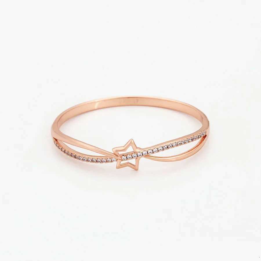 MxGxFam Rose 585 Gold Plated AAA Zircon Bangles and s for Women 57 mm Fashion Jewelry M251217