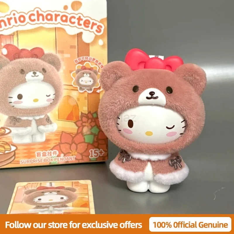 Sanrio Genuine New Little Cape Series Blind Box Kuromi KT Flocked Keychain Face Changing Trendy Toy Bag Charm Cute Gift H251217