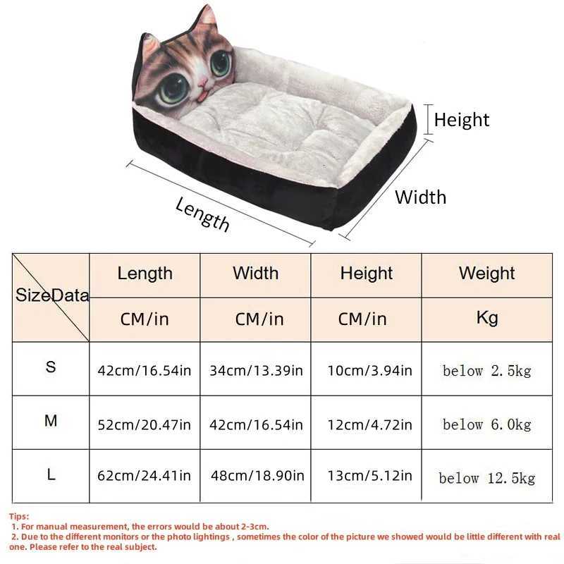 Winter Warm Puppy Cat Bed Sofa Washable Cartoon Pet Beds for Small Dogs Cats Yorkies Katten Kennels Pets Products Accessories M251217