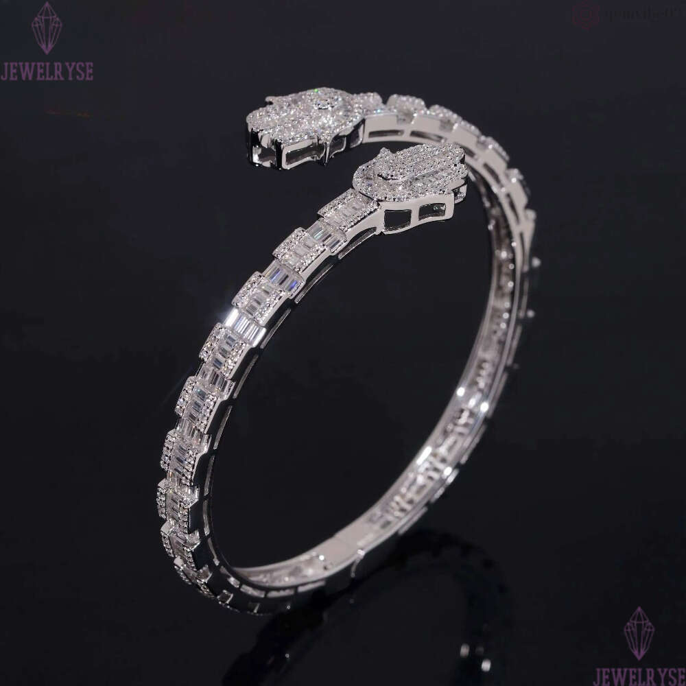 Fine Jewelry New Design 925 Silver Hip Hop High Quality Hamsa Hand VVS Moissanite Bangle Bracelet