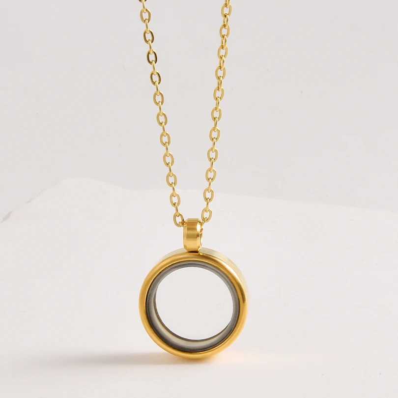 1Pc Hip Hop Glass Cremation Ashes Relicario Pendant Necklaces Jewelry Twist Round Memorial photo Coin Bezel Locket Men Collares G251217