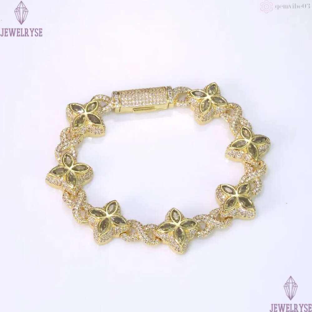 Style S925 Sterling Silver Cut Colored Moissanite Bracelet Passes The Diamond Tester And Comes With Gra