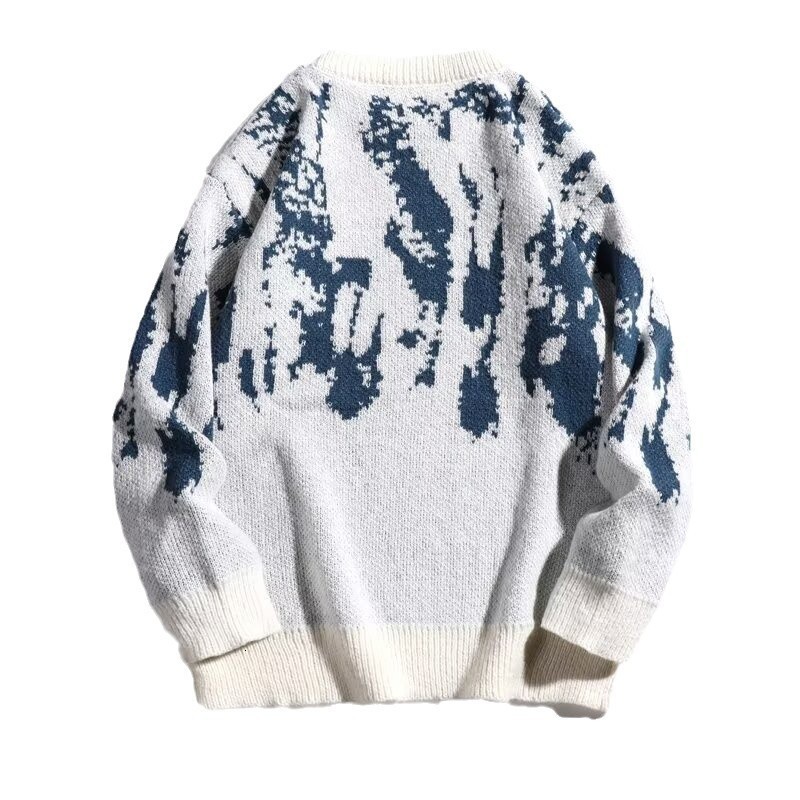 Autumn and Winter Personalized Knitted Sweater Tie Dye Trend Knitted Sweater Y2K Loose Oversized High Collar Street Sweater 240826