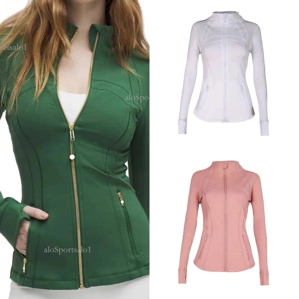 Yoga Gold Zip Cropped Full Length Jackets Leggings Workout Sets Gym Clothing Women Jacket Sweatshirt Set Jackets aloSportsalo5